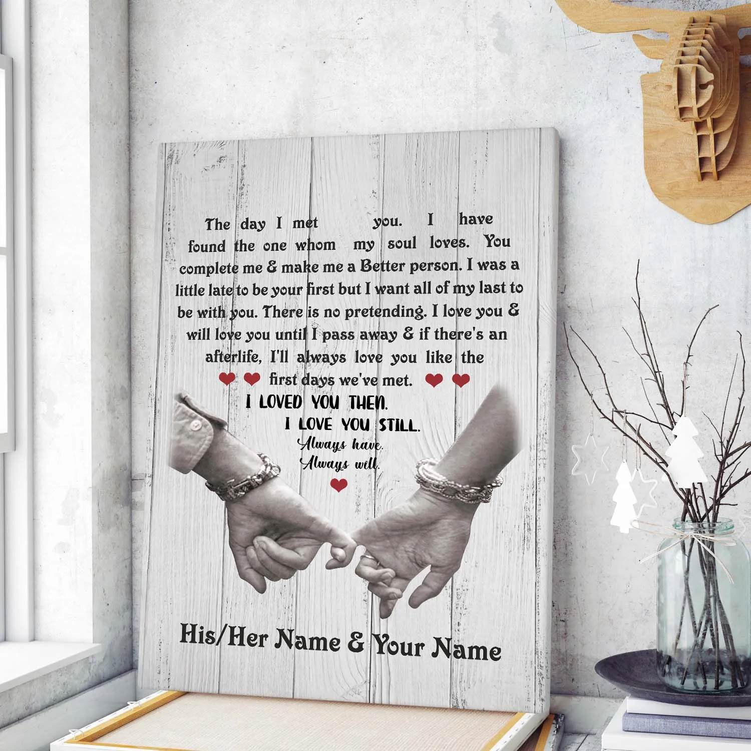 Personalized Custom The Day I Met You Name Date Canvas Wall Art Canvas Print Couple Hanging Poster Home Decor