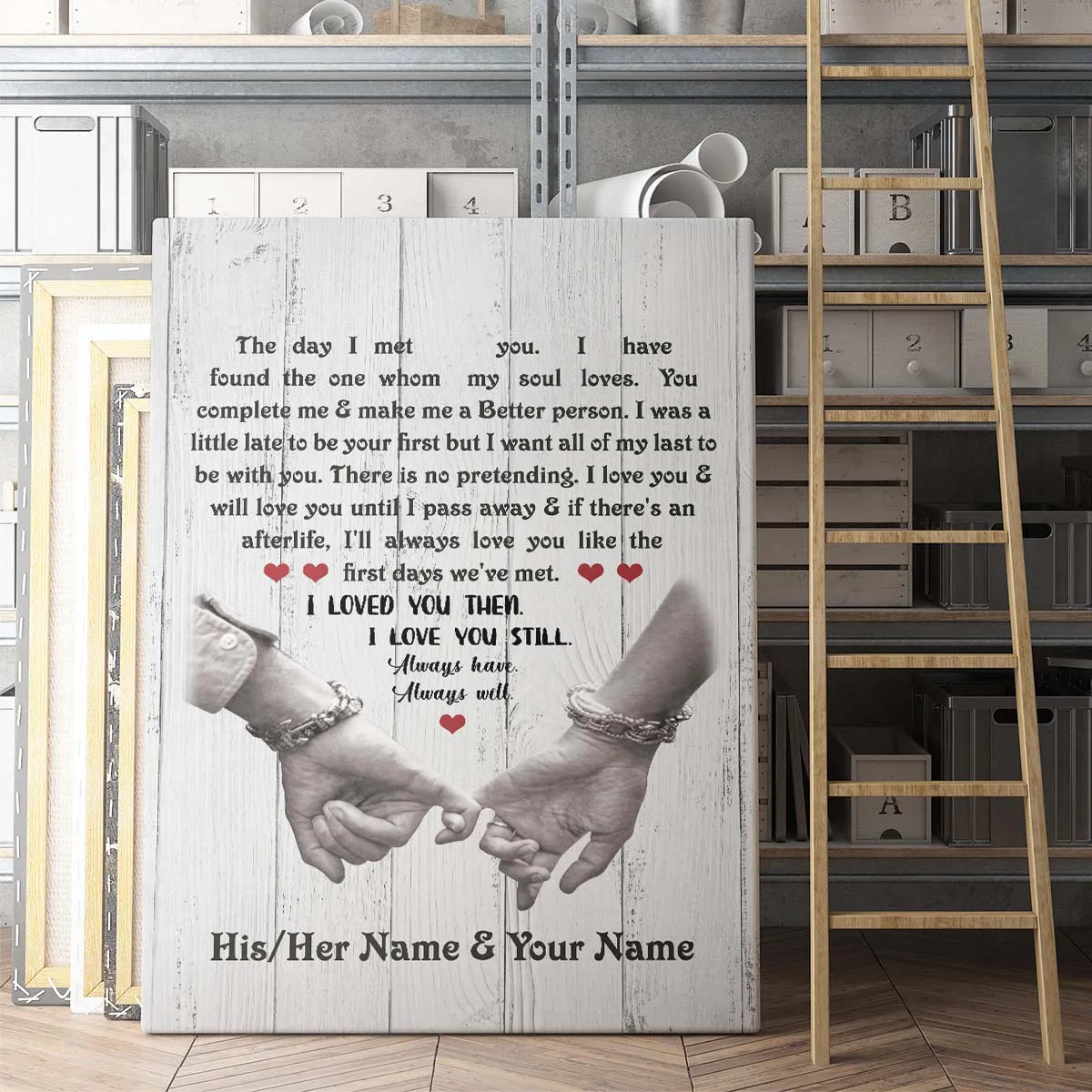 Personalized Custom The Day I Met You Name Date Canvas Wall Art Canvas Print Couple Hanging Poster Home Decor