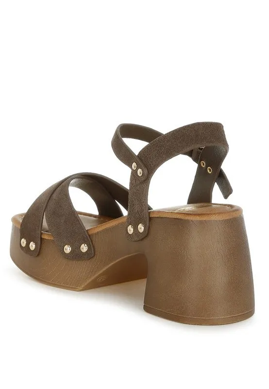 Pikansa Studded Real Suede Clog Sandals