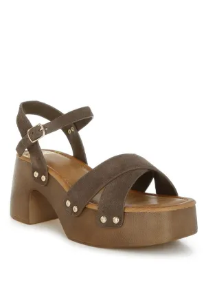 Pikansa Studded Real Suede Clog Sandals