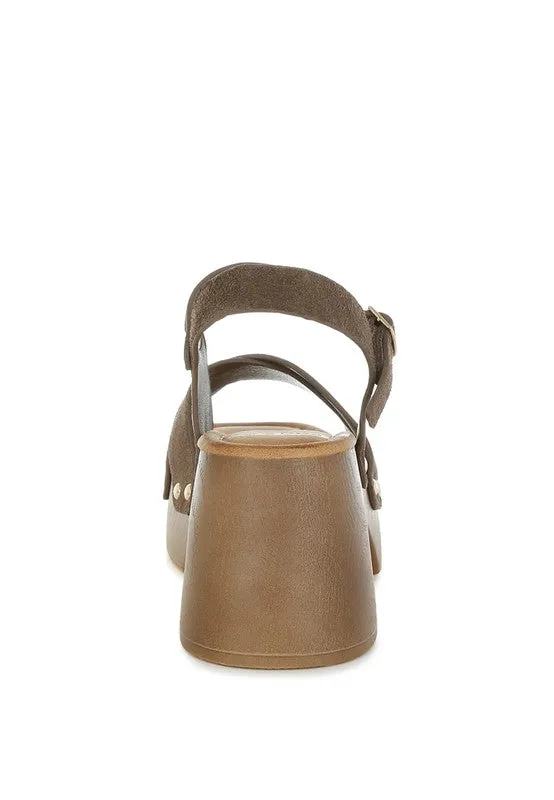 Pikansa Studded Real Suede Clog Sandals
