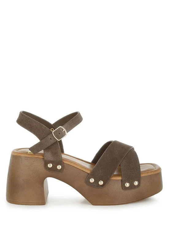 Pikansa Studded Real Suede Clog Sandals