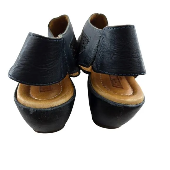 Pikolinos Romana Wedge Heel Slingback Sandals Womens 41 10.5-11 Blue Leather