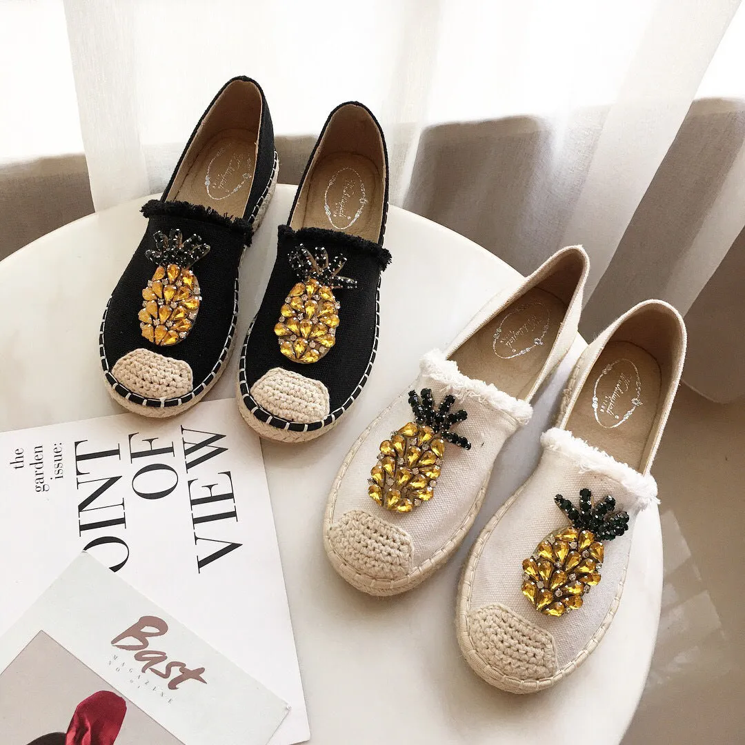 Pineapple Rhinestone Flats
