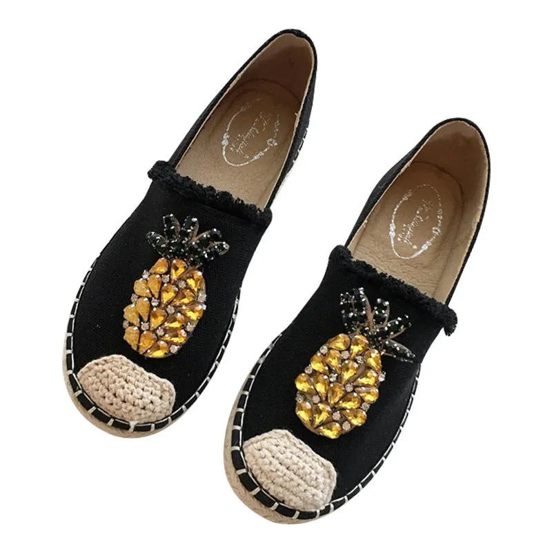 Pineapple Rhinestone Flats