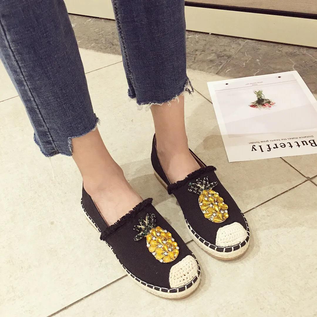 Pineapple Rhinestone Flats