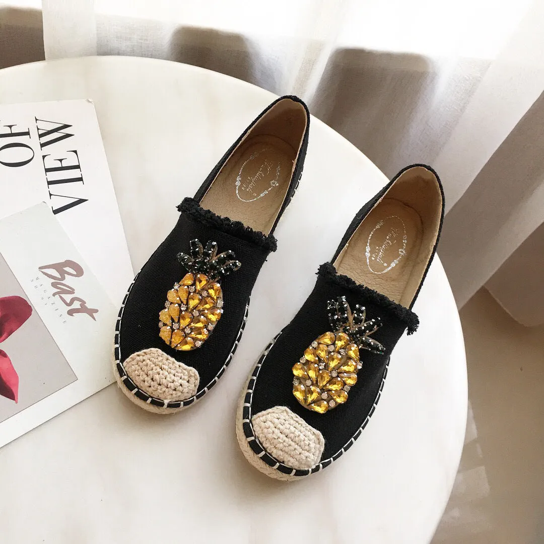 Pineapple Rhinestone Flats