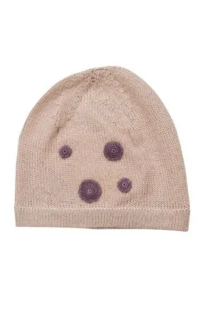 Pink Baby Alpaca Hat with Burgundy Dots