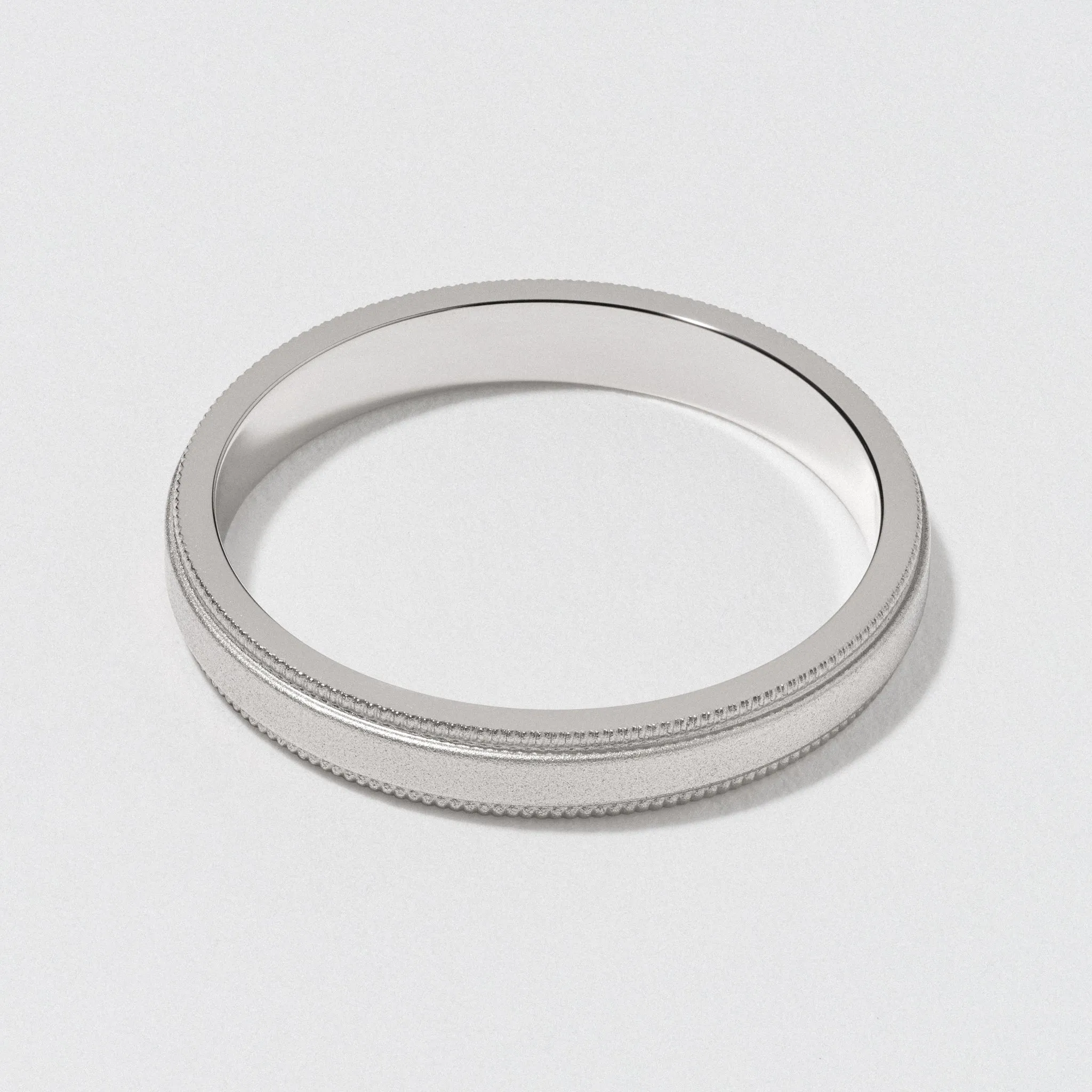 Platinum Flat Milgrain Wedding Band - Matte 3mm