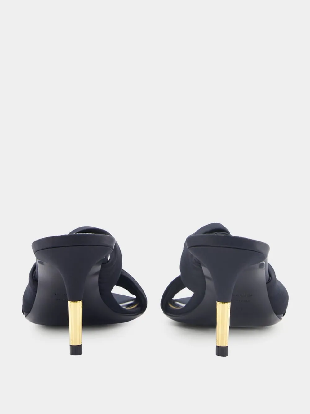 Pleated mid-heel mules
