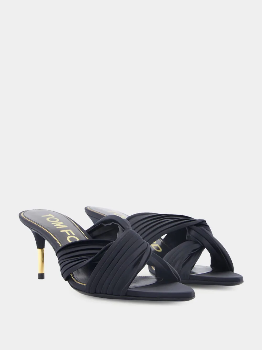 Pleated mid-heel mules