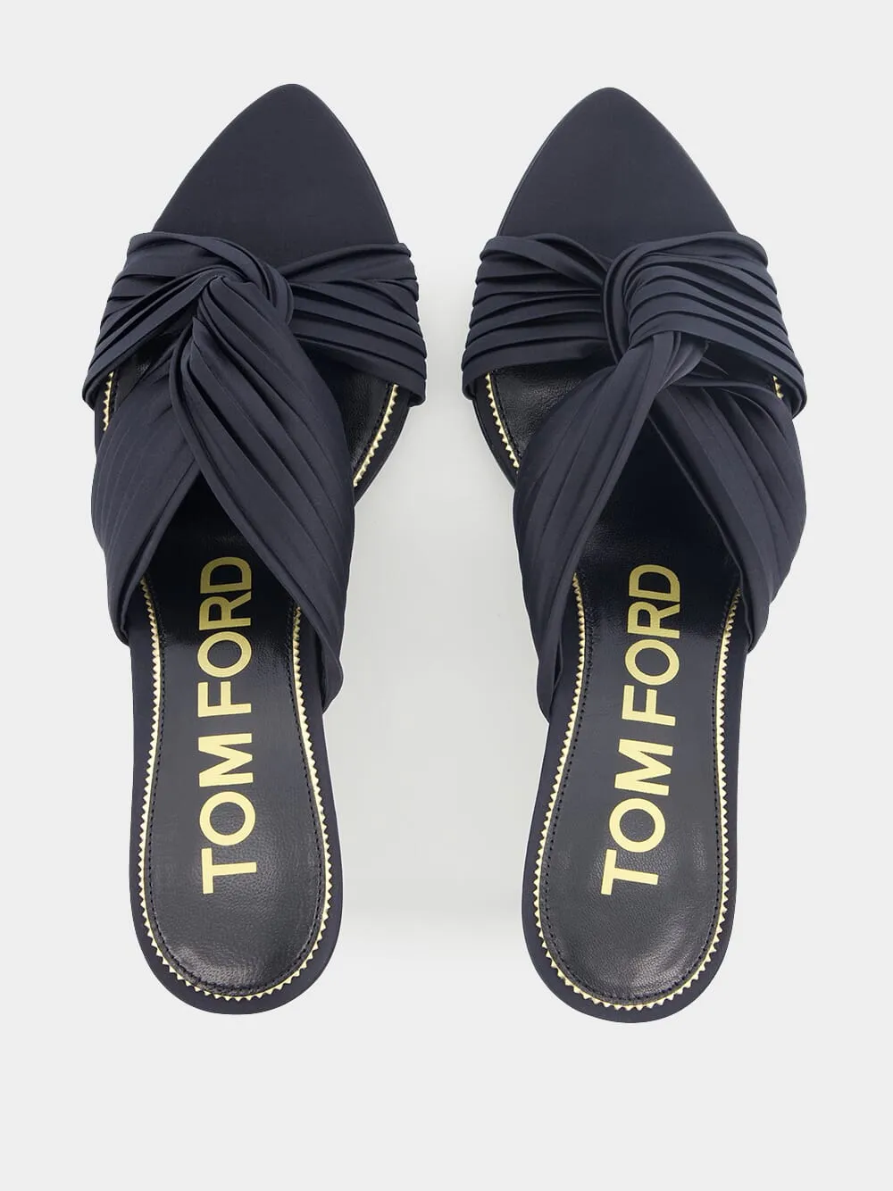 Pleated mid-heel mules