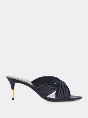 Pleated mid-heel mules