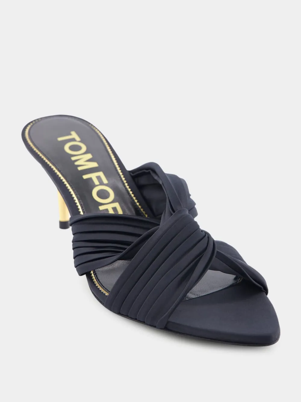 Pleated mid-heel mules