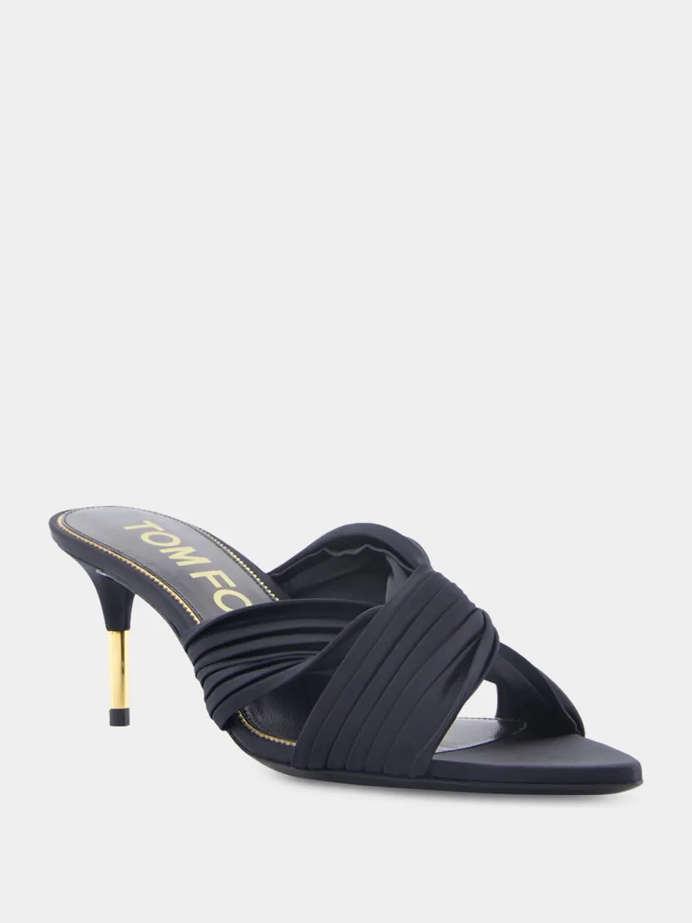 Pleated mid-heel mules