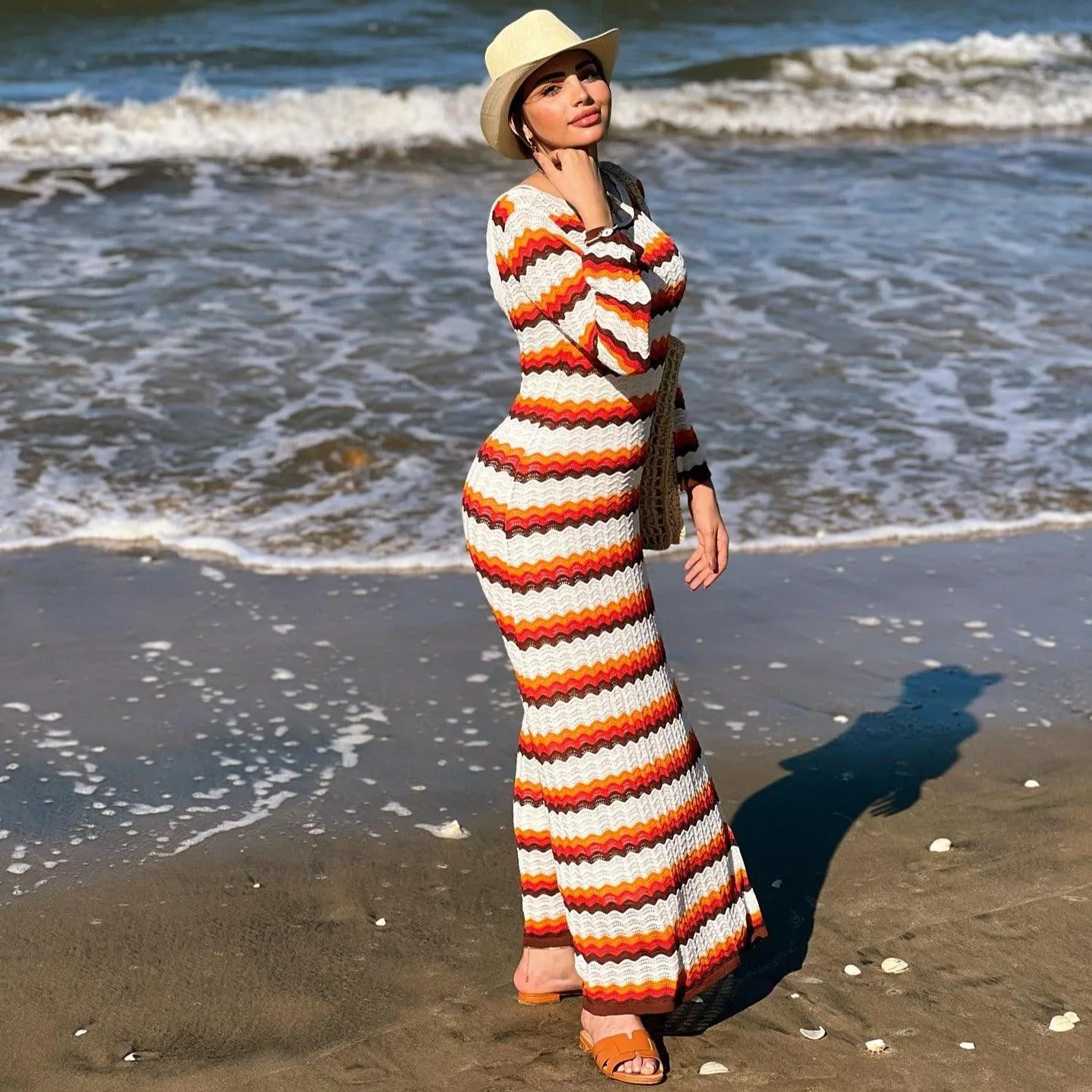 Rainbow Wishes Cotton Knitted Maxi Dress