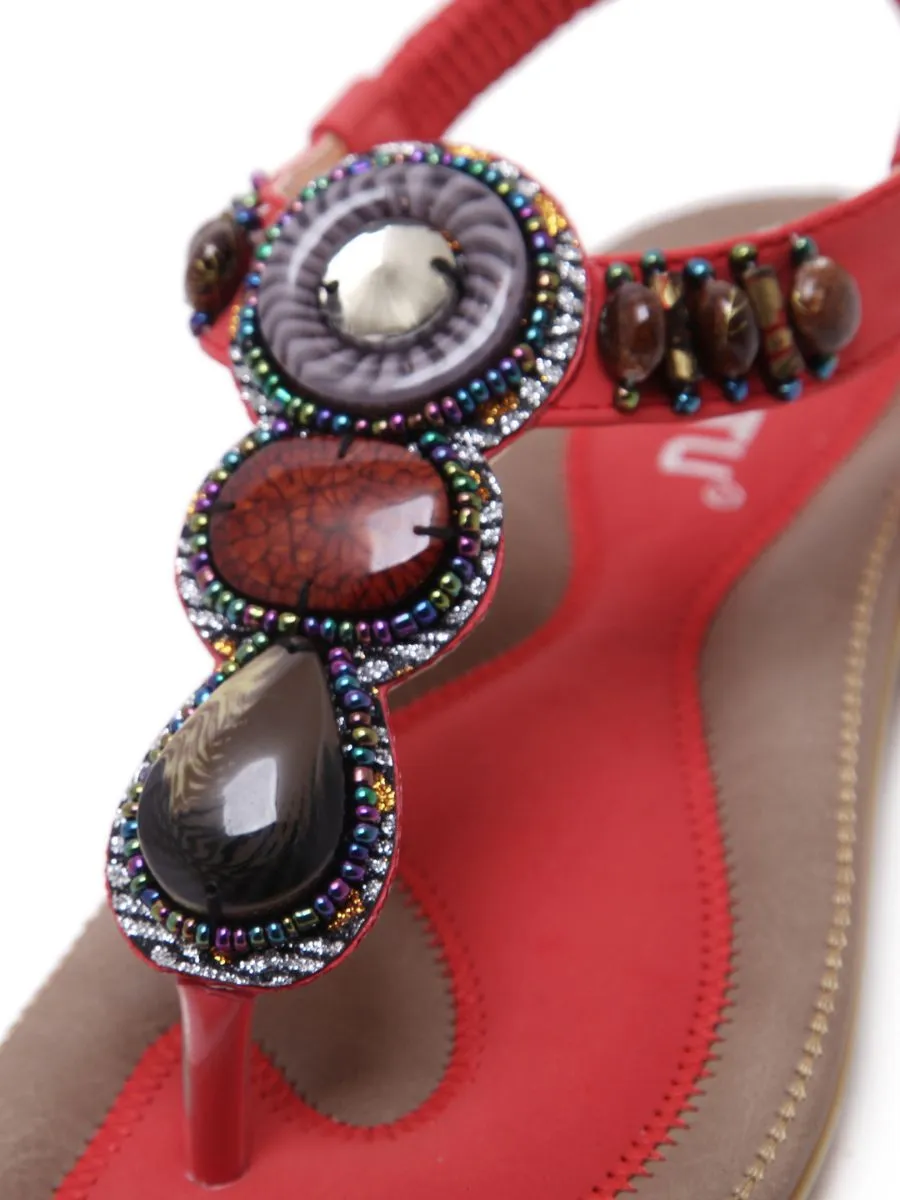 Red Marble Beaded Sandal