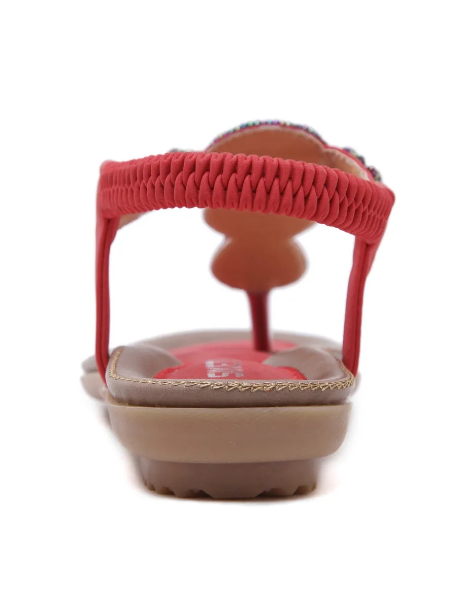 Red Marble Beaded Sandal