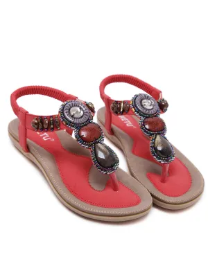 Red Marble Beaded Sandal