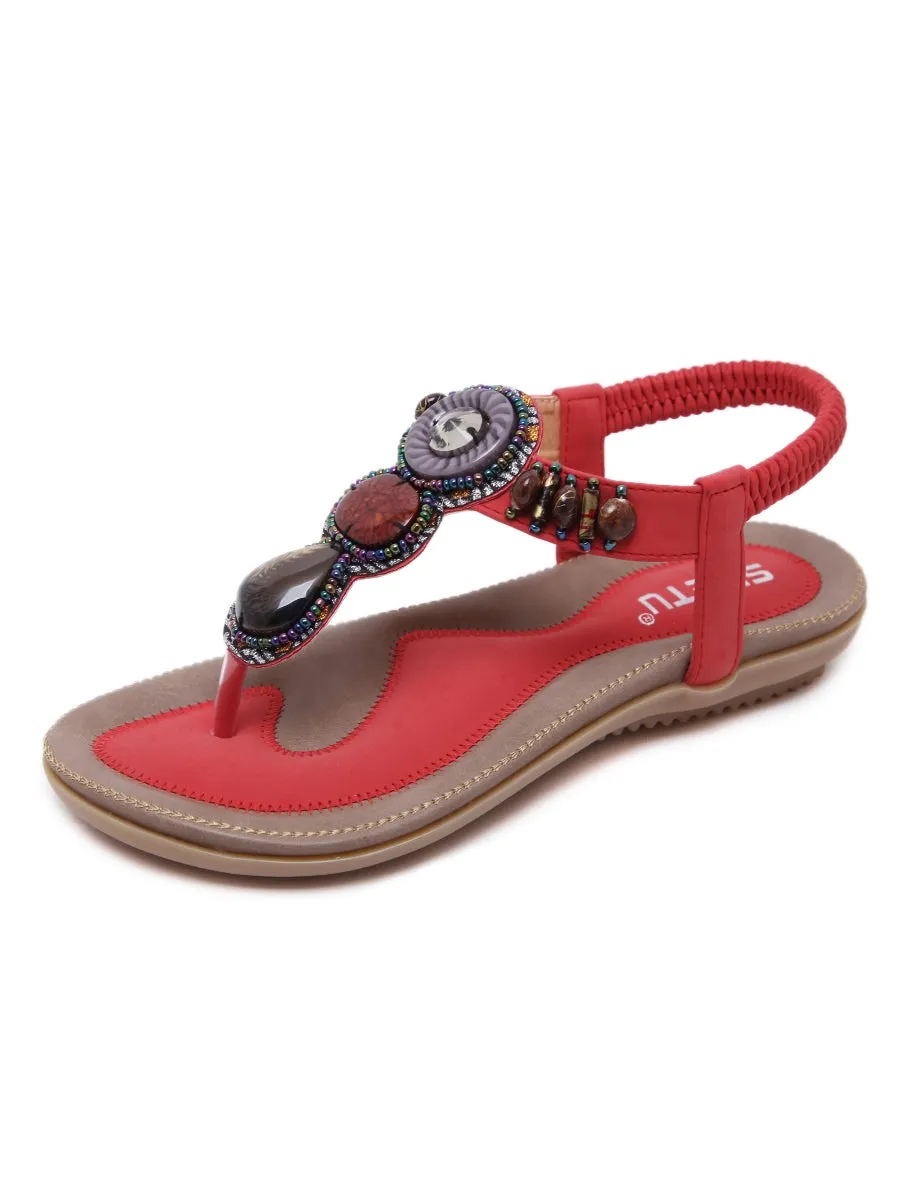 Red Marble Beaded Sandal