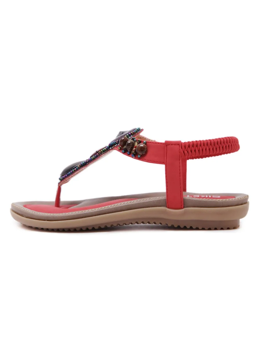 Red Marble Beaded Sandal