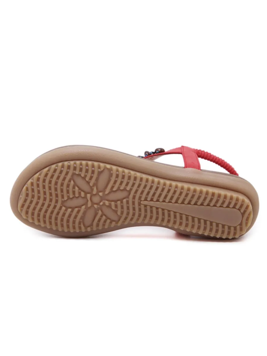 Red Marble Beaded Sandal