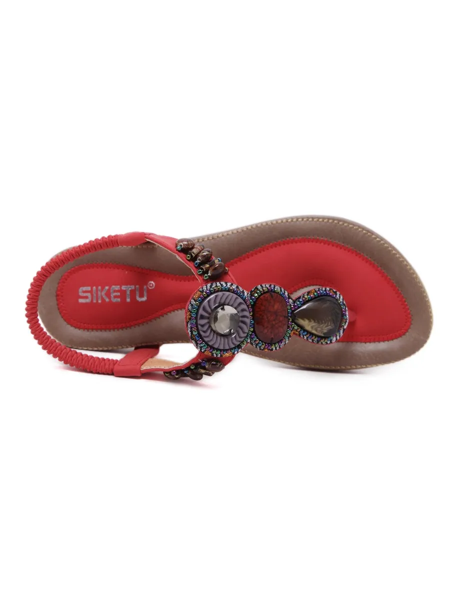 Red Marble Beaded Sandal