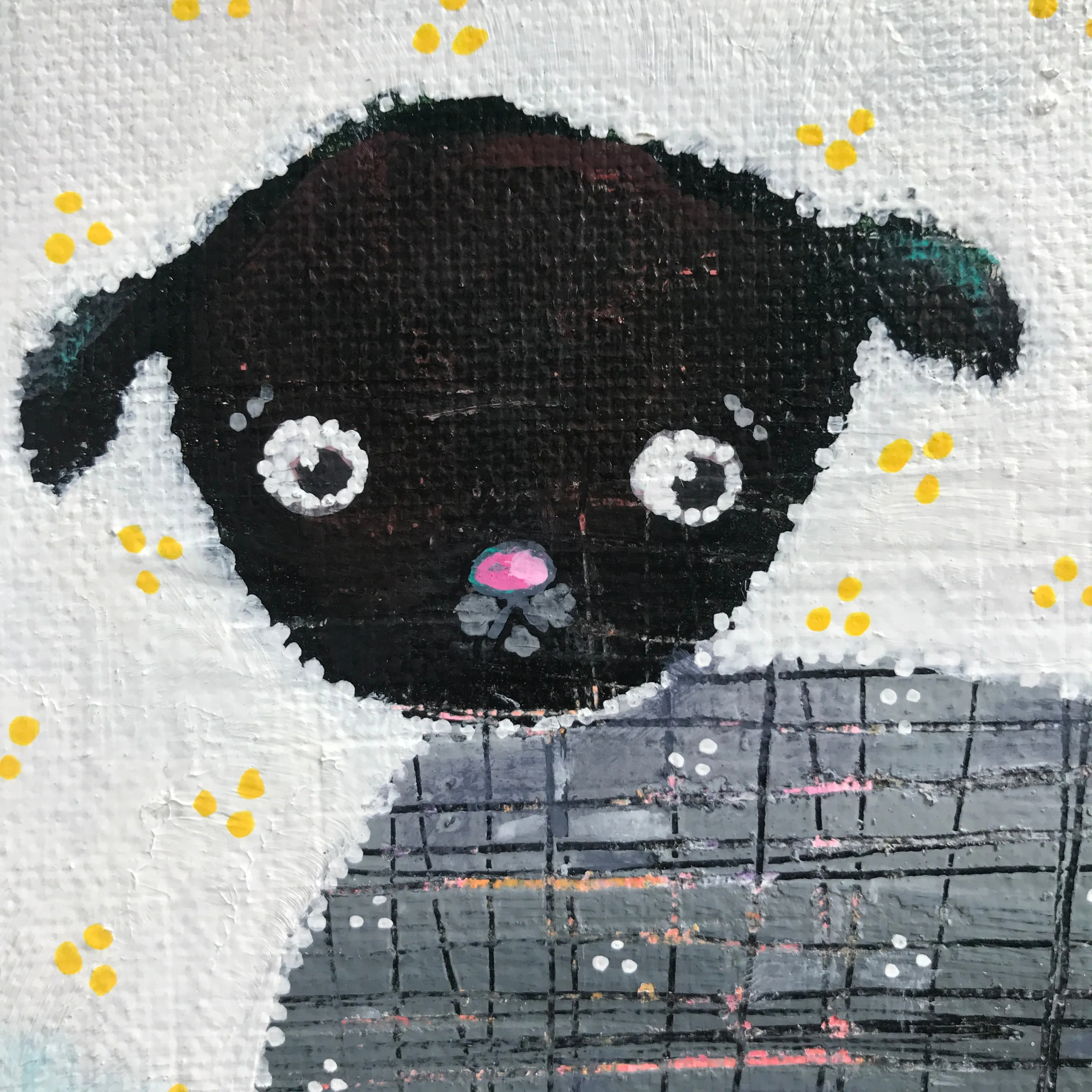 (reserved for John) lamby/sheepy  4"x4"original artwork