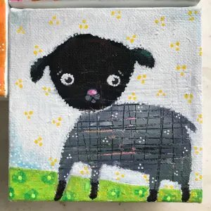(reserved for John) lamby/sheepy  4"x4"original artwork
