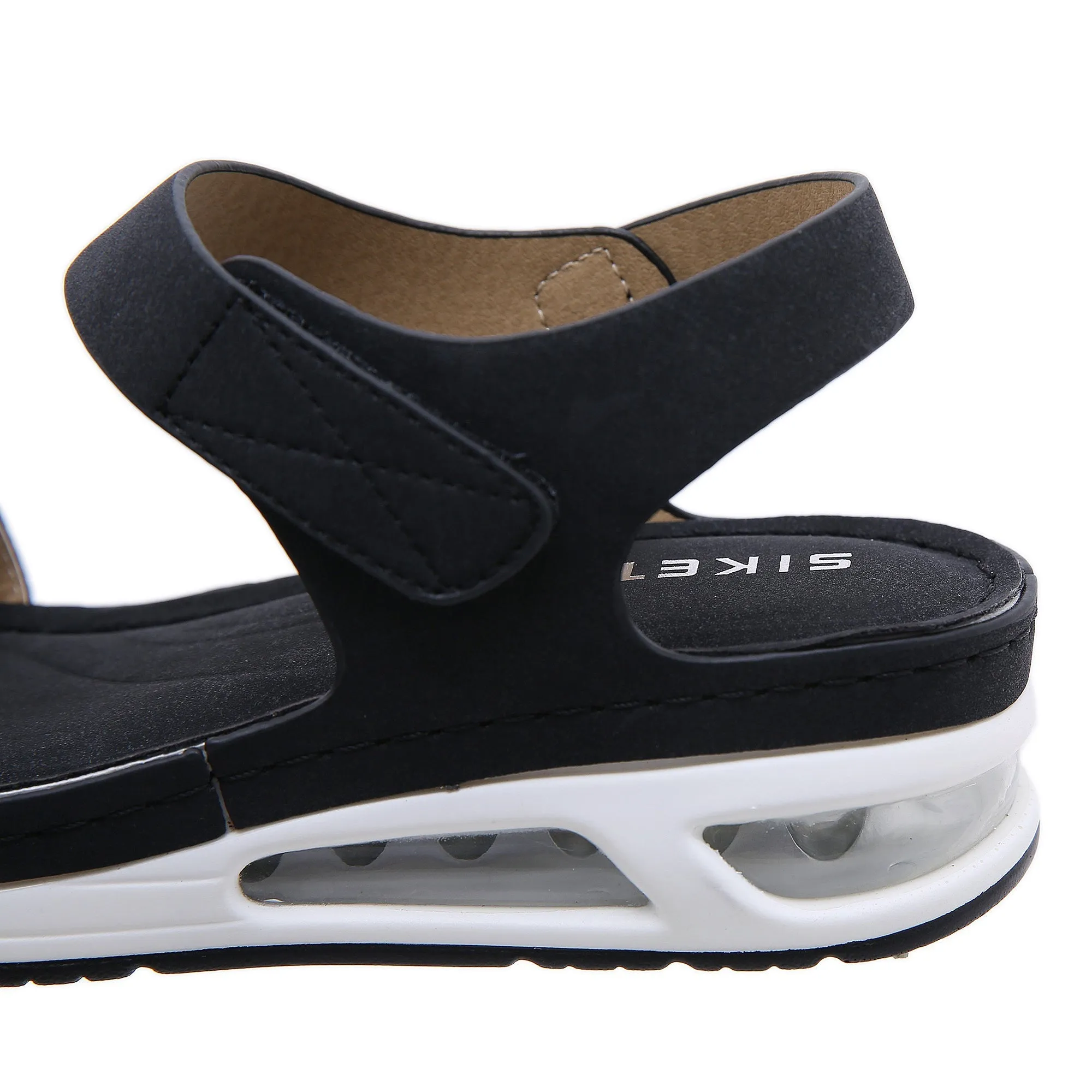 Rhinestone Strap Air Pad Sole Sandal - Black