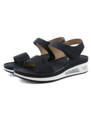 Rhinestone Strap Air Pad Sole Sandal - Black