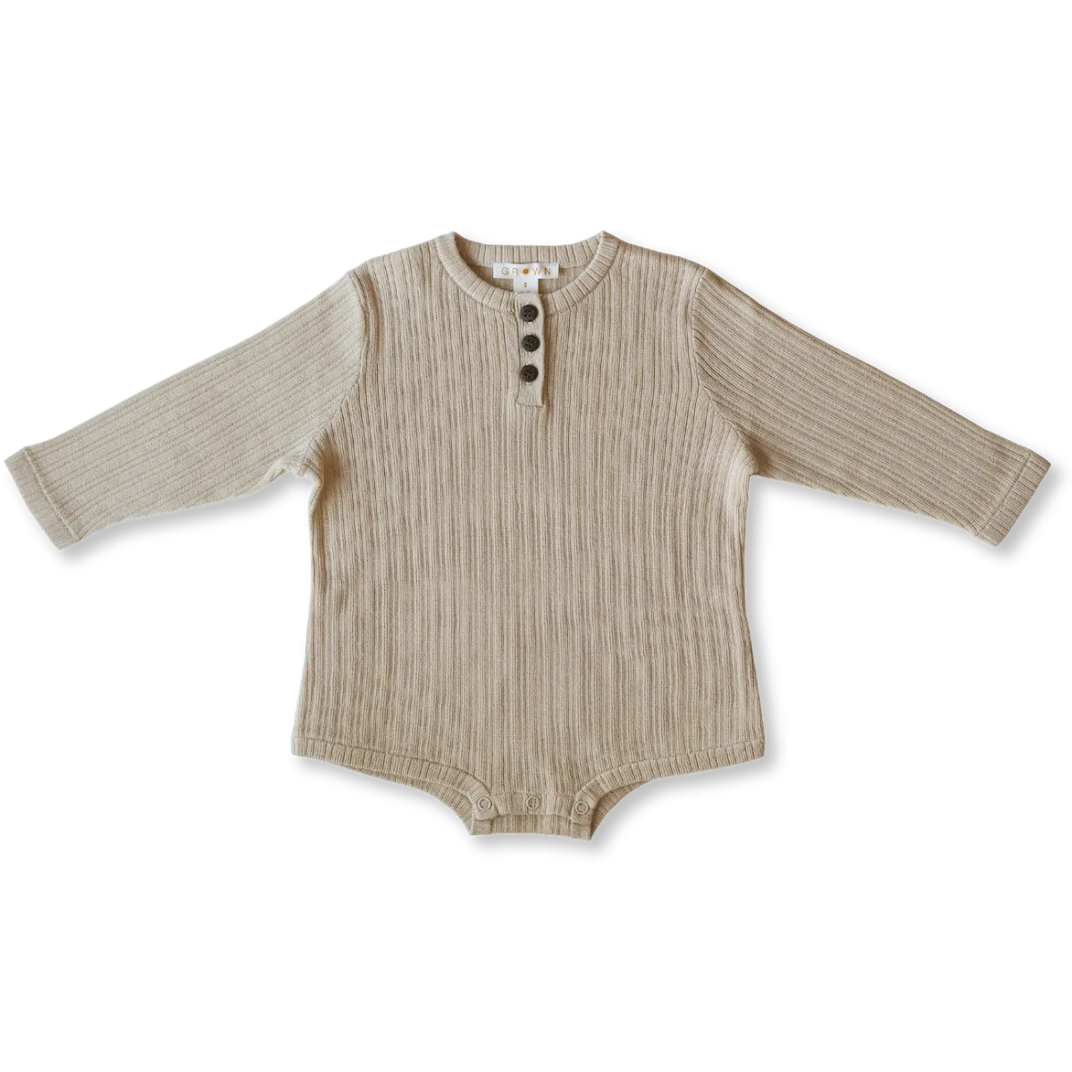 Ribbed Button Bodysuit - Natural