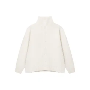 Ribbed High Collar Knitted Cardigan
