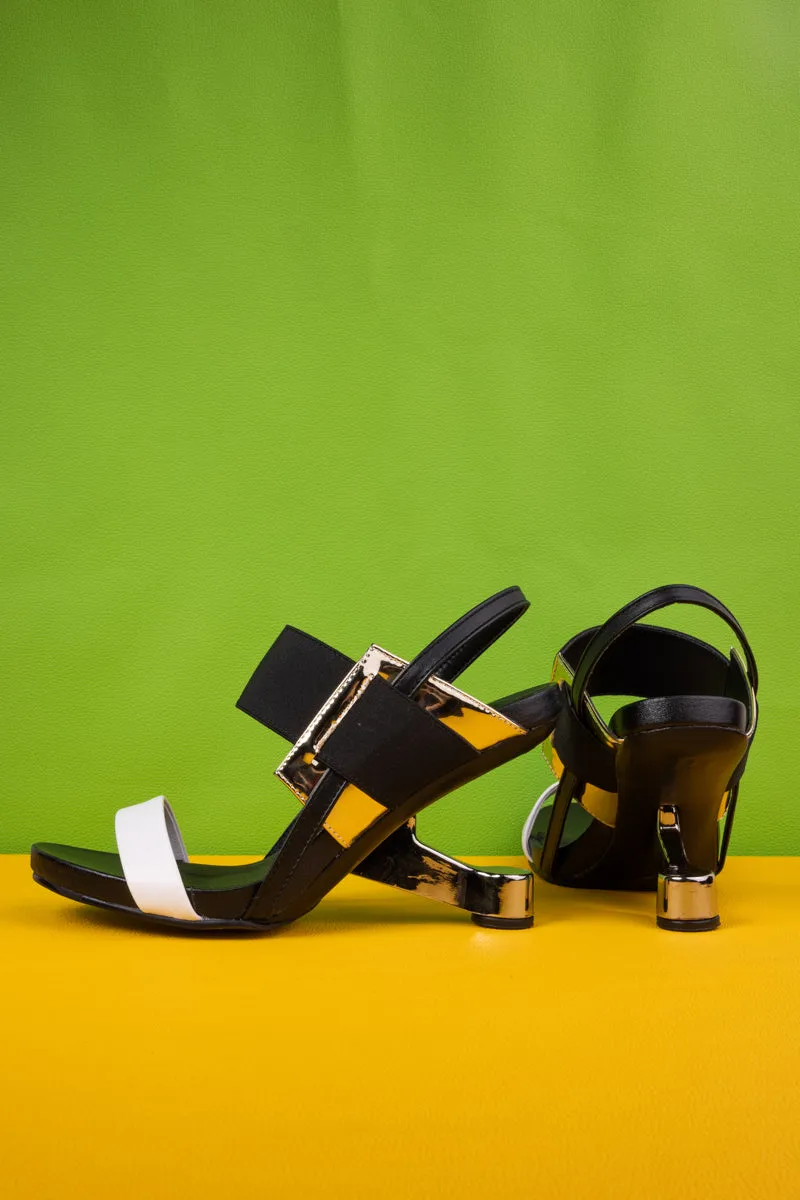 Saint Jean Strap Leather Heels - Black