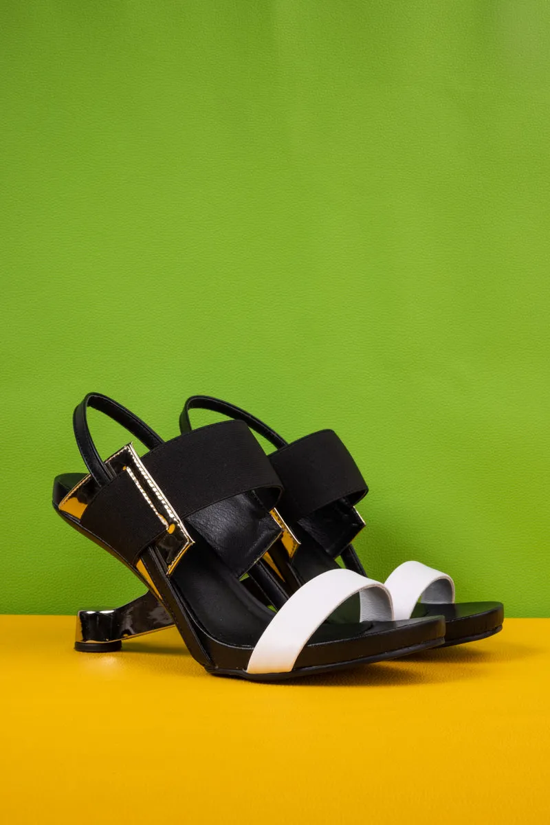 Saint Jean Strap Leather Heels - Black