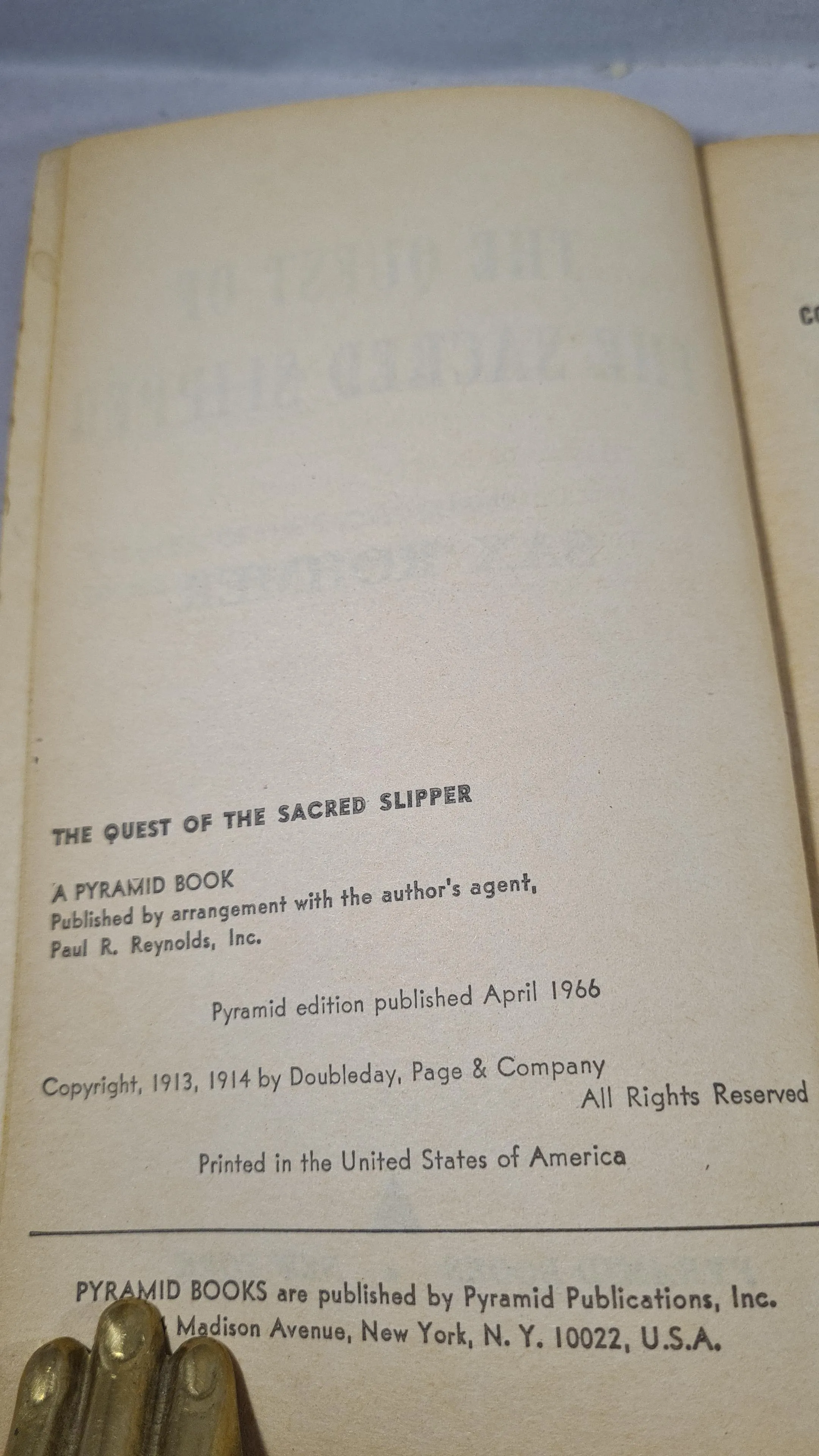 Sax Rohmer - The Quest of The Sacred Slipper, Pyramid, 1966, Paperbacks