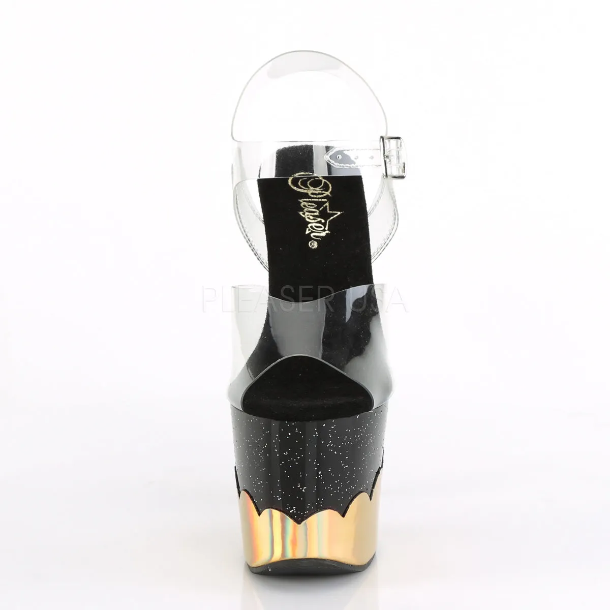 SCALLOP-708-2HGM  Clear/Black-Gold Hologram