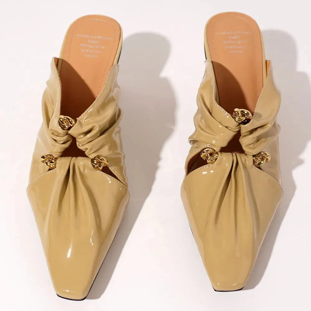 Selene Soft Patent Leather Ruched Heels