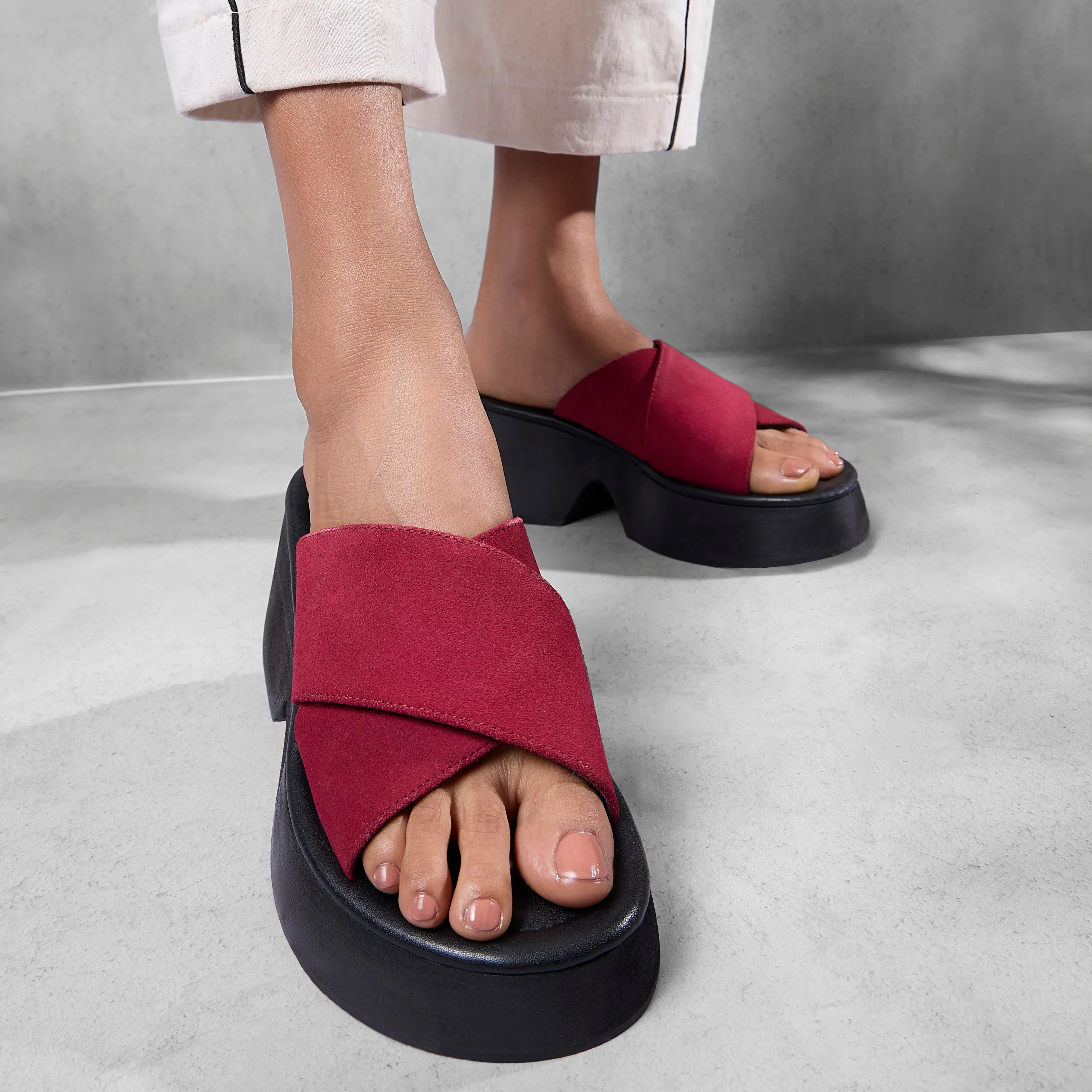 Siena in Red Platform Sandals For Women