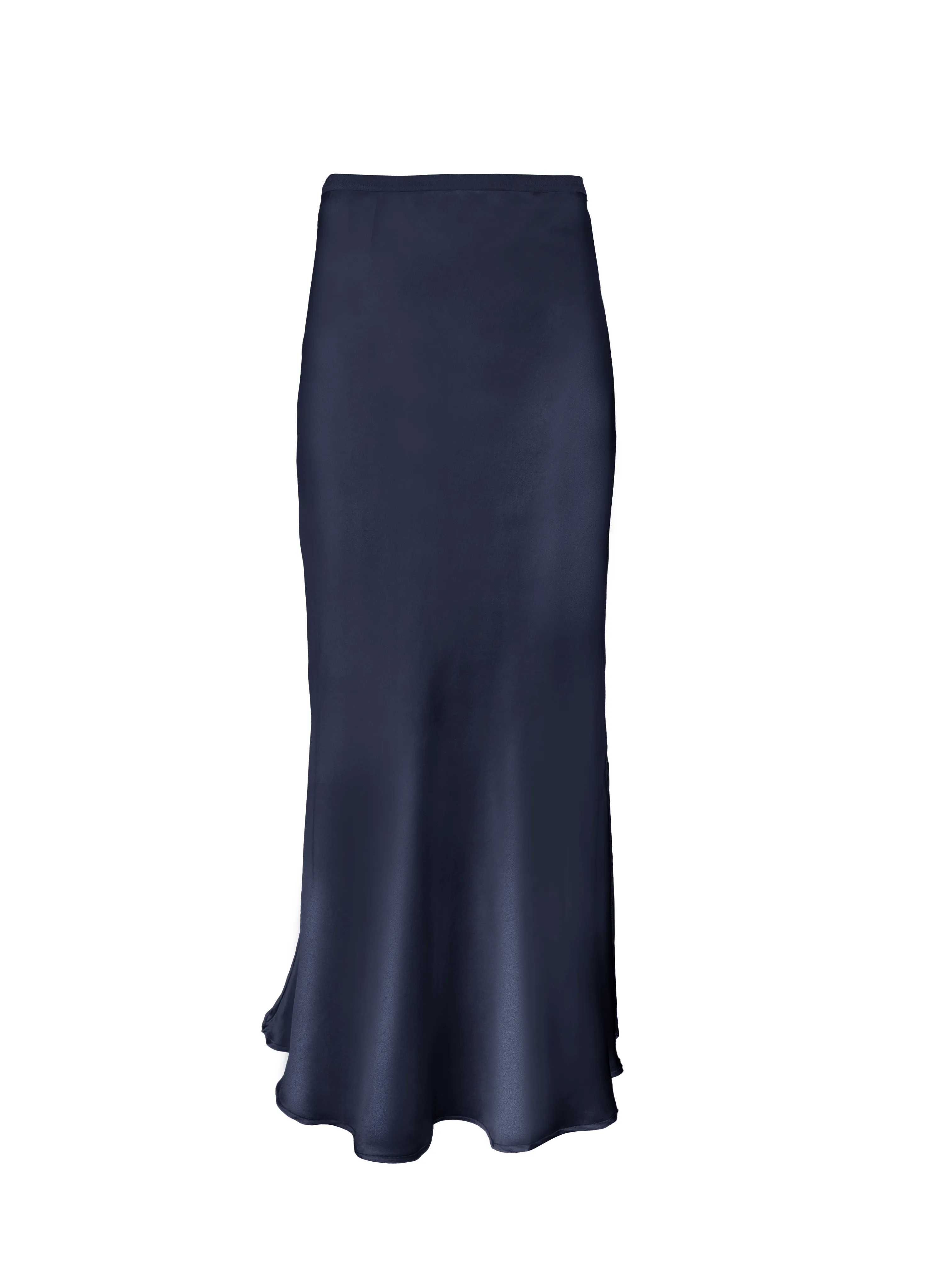 Silk Bias Long Skirt - Blue Ink
