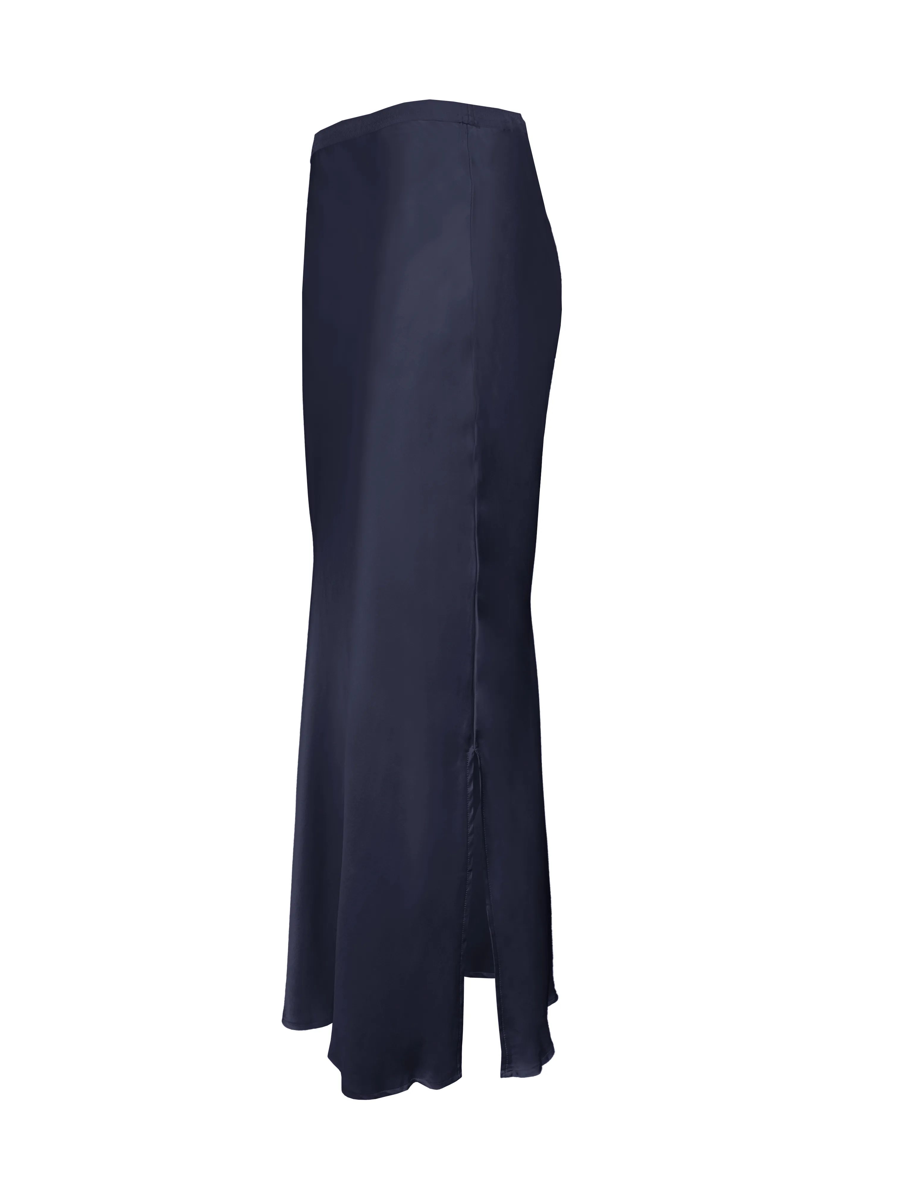 Silk Bias Long Skirt - Blue Ink