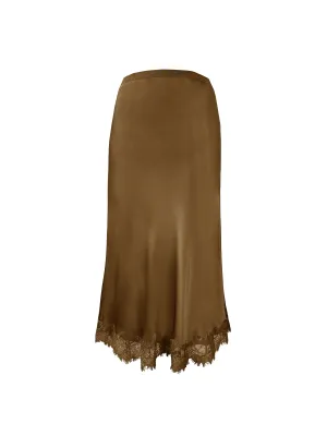Silk Bias Mid- Length Skirt Bronze