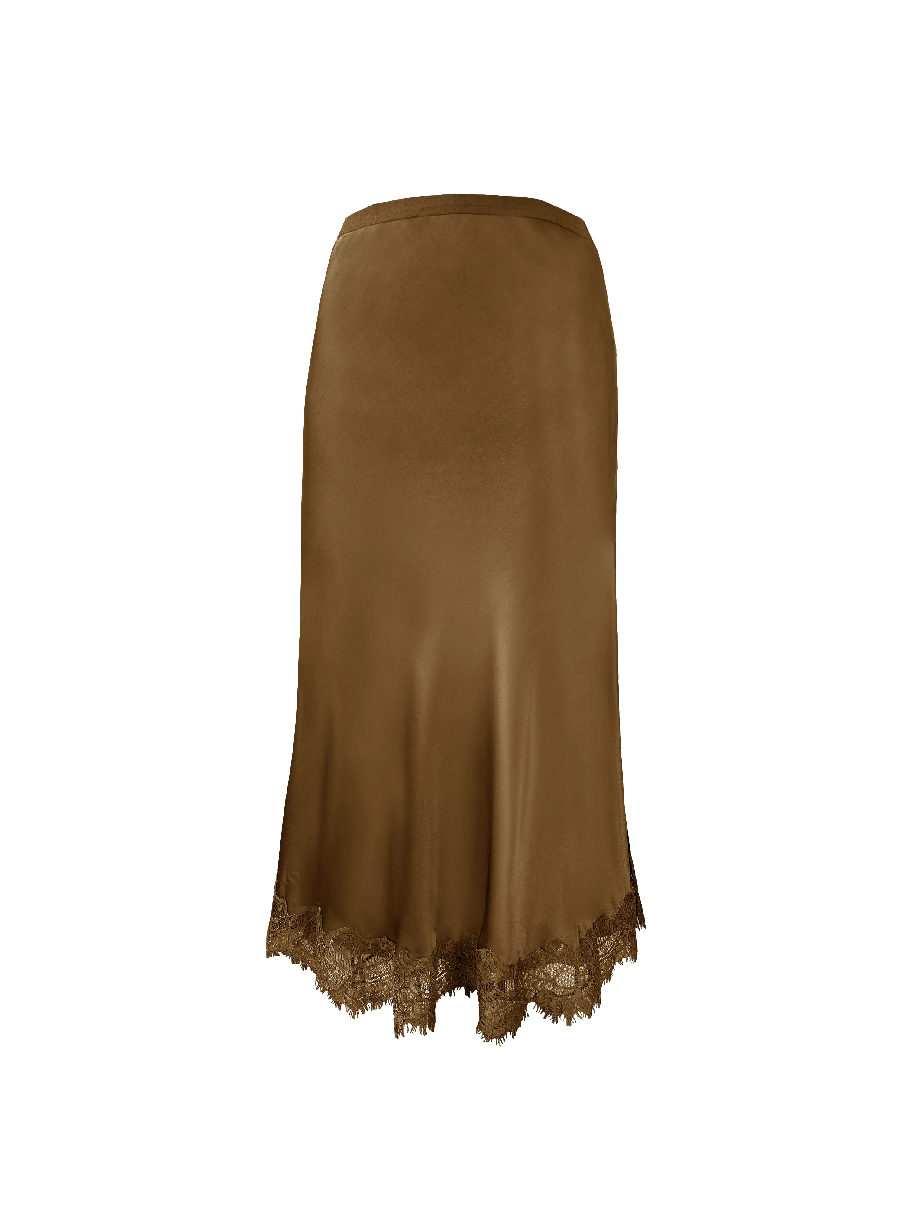 Silk Bias Mid- Length Skirt Bronze