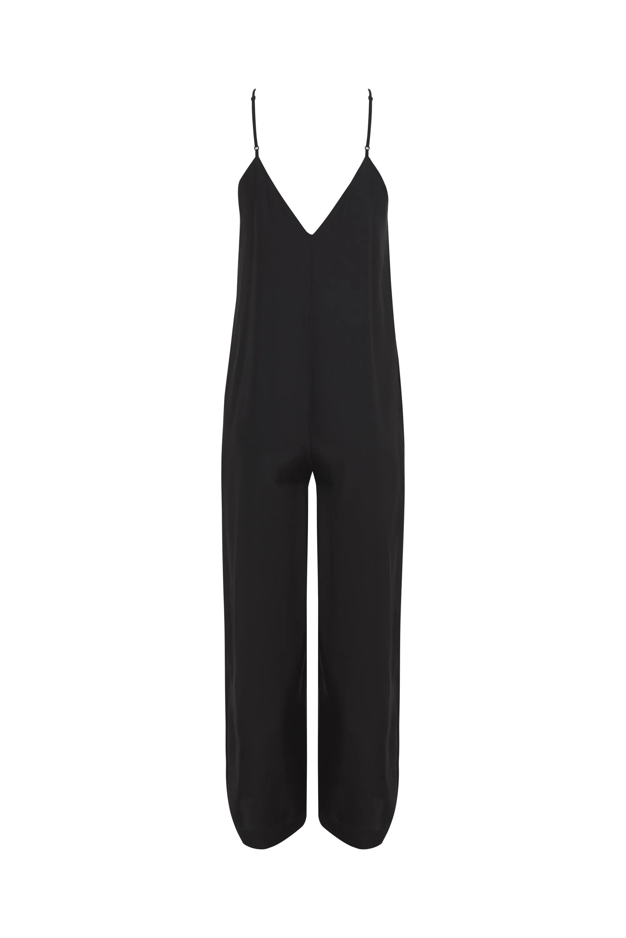 Silk V-Neck Jumpsuit Dark Olive