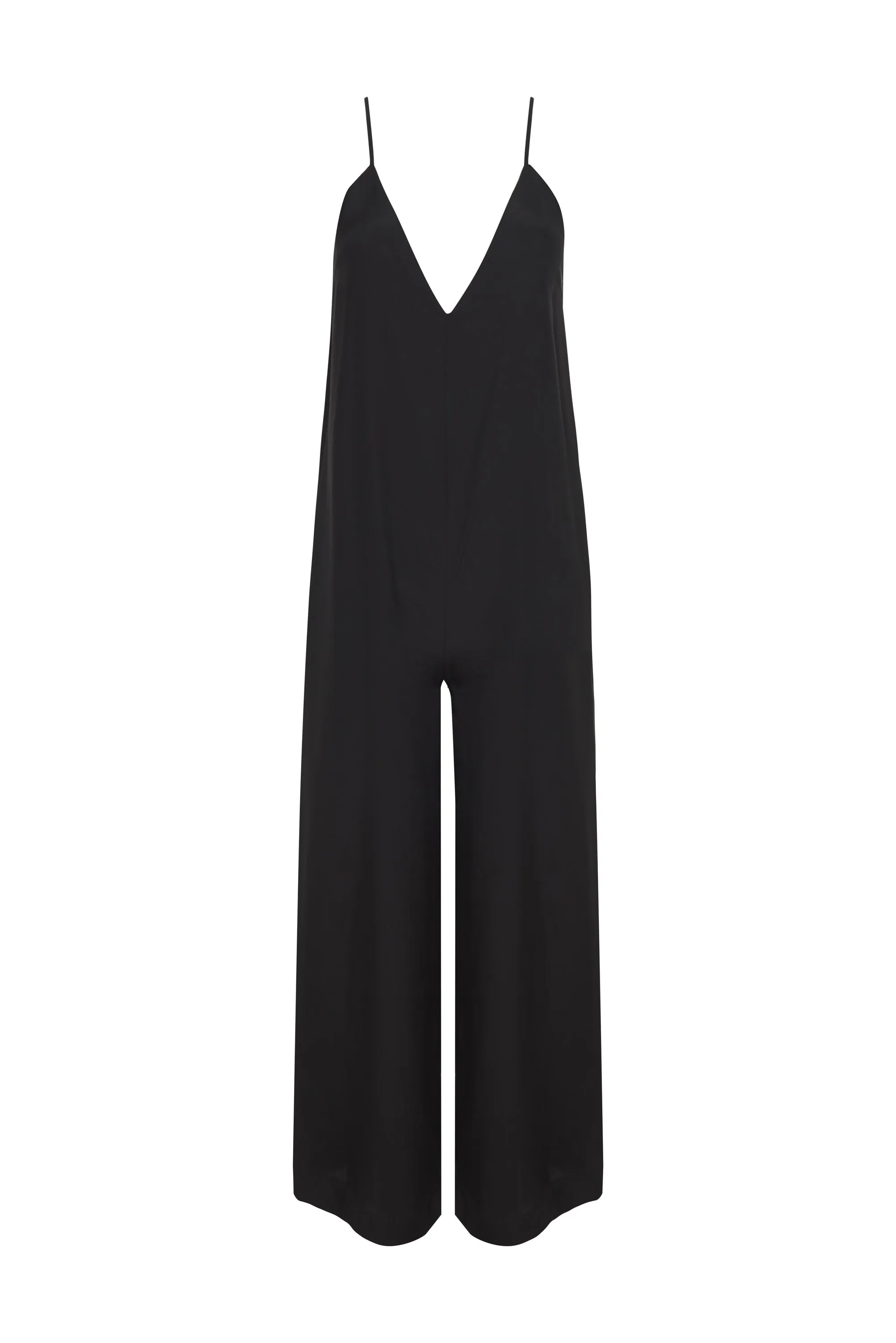 Silk V-Neck Jumpsuit Dark Olive