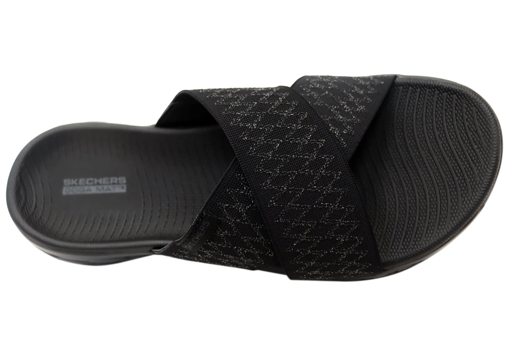 Skechers Womens On The Go 600 Enchanted Black Slide Sandals