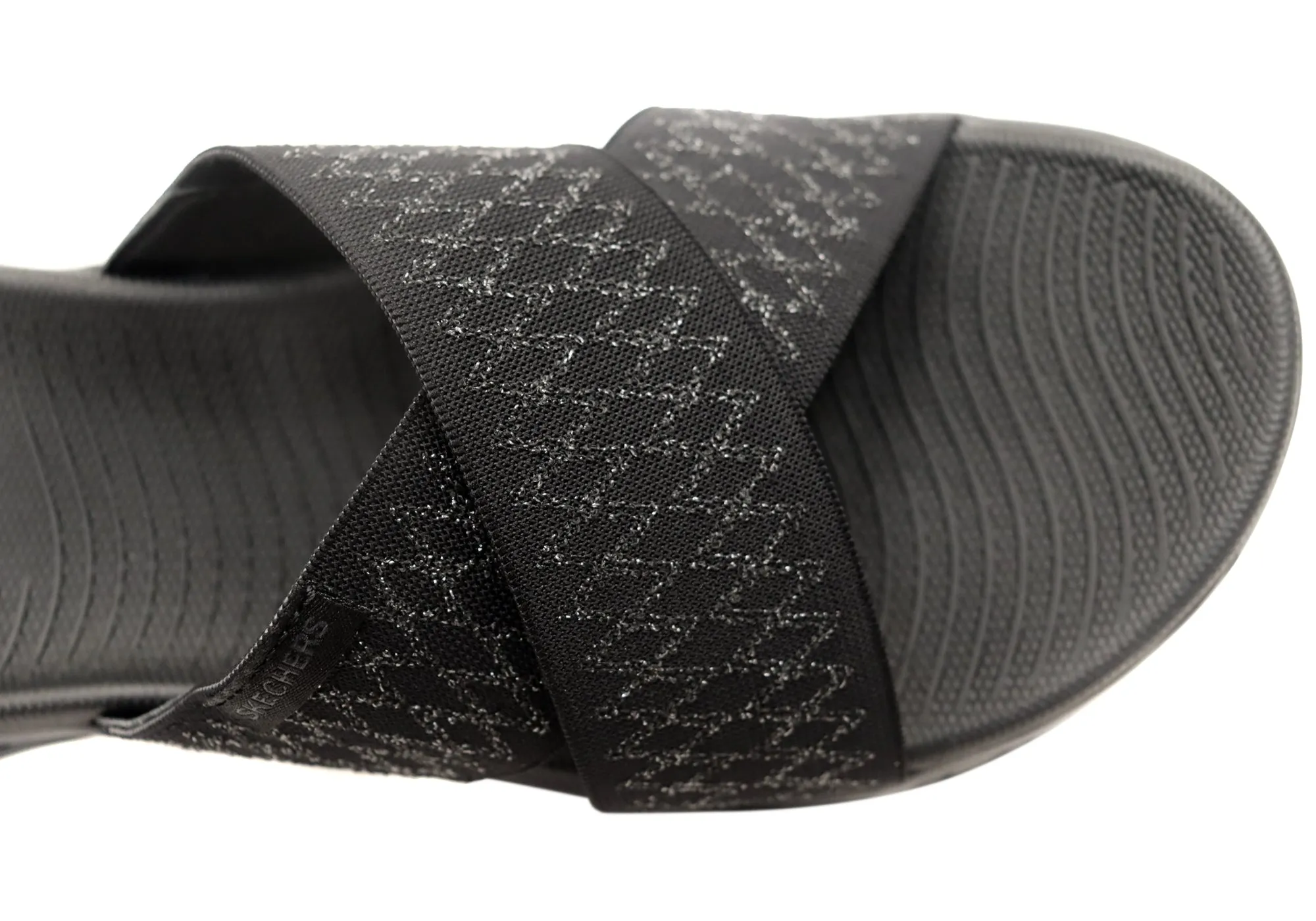 Skechers Womens On The Go 600 Enchanted Black Slide Sandals