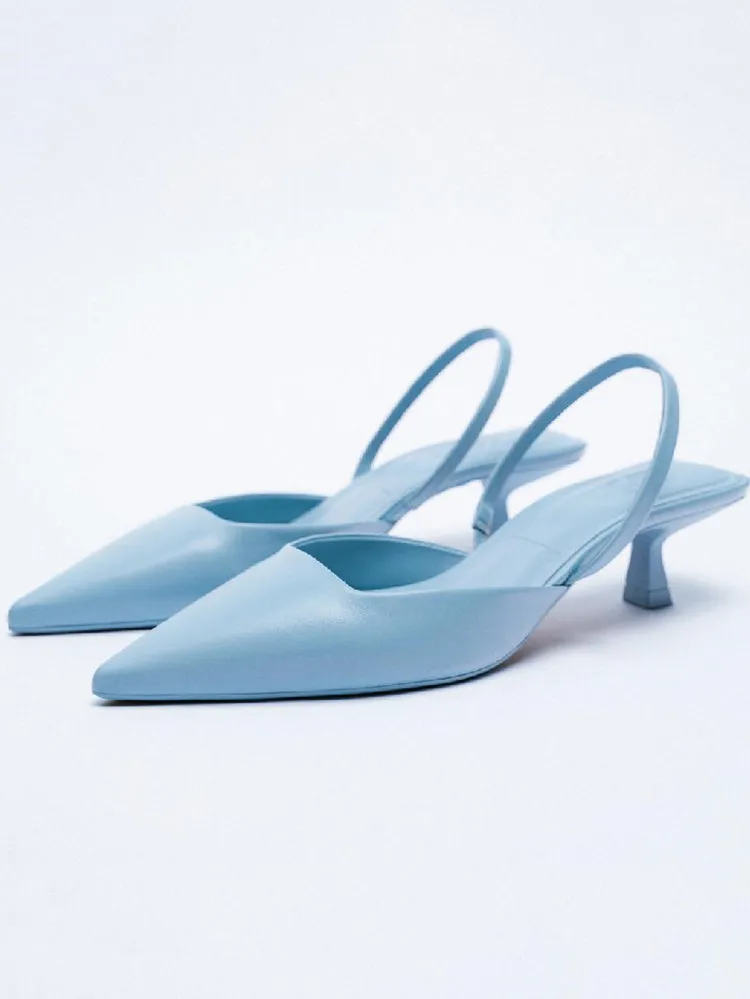 Solid Color Pointed Toe High Heel Sandals