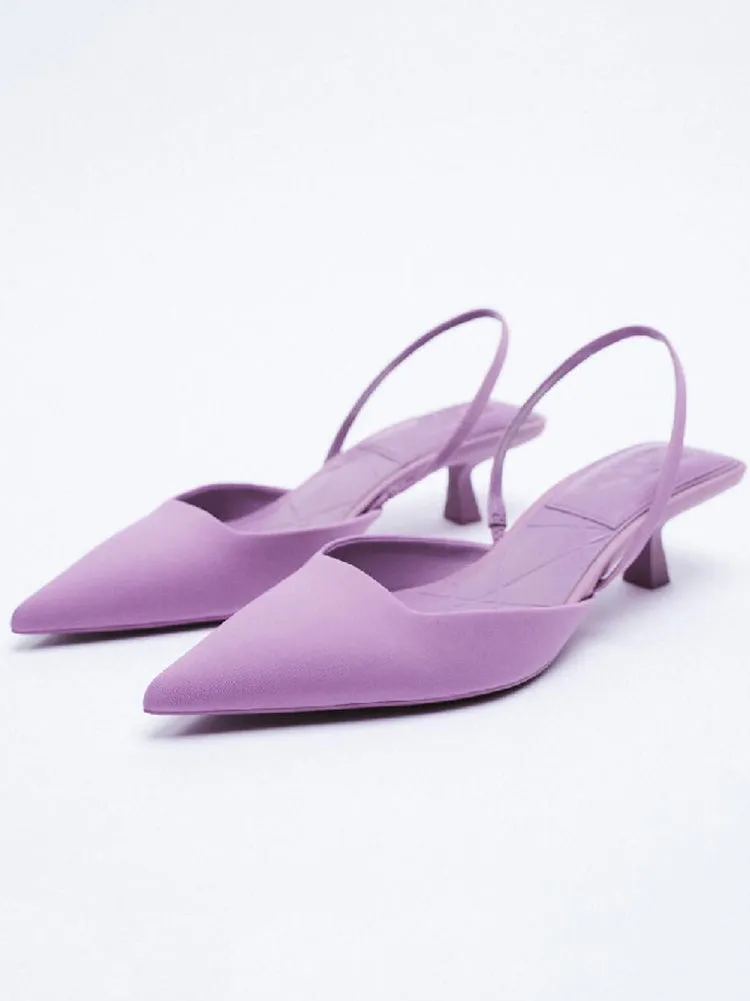 Solid Color Pointed Toe High Heel Sandals