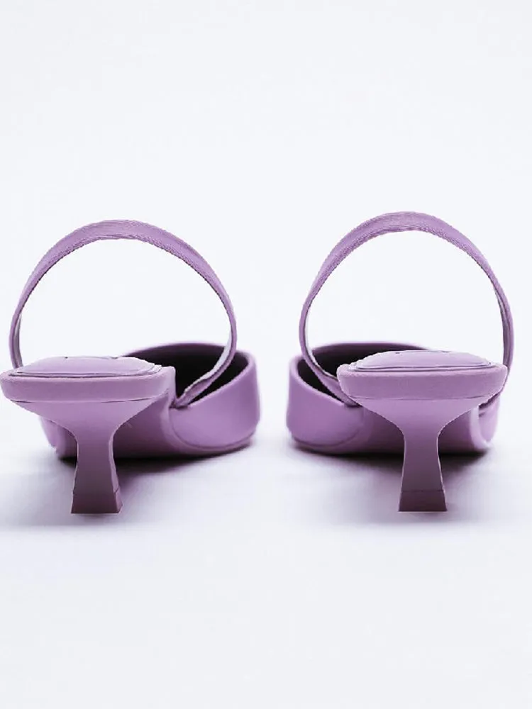 Solid Color Pointed Toe High Heel Sandals
